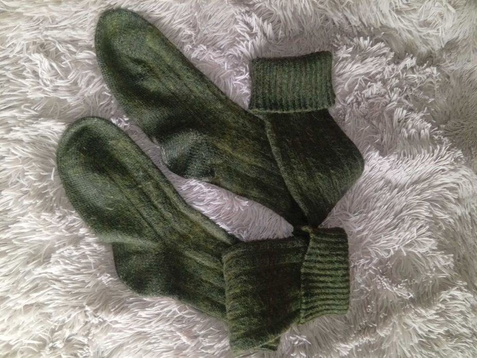 Myśliwskie 100 % wełniane długie skarpety podkolanówki