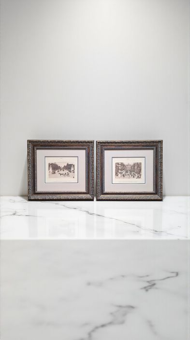 Дві антикварніі картини з видами старого Парижа.