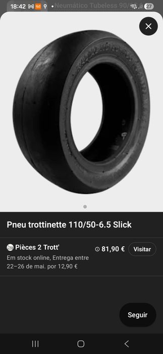 Pneu slick 11 para trotinete