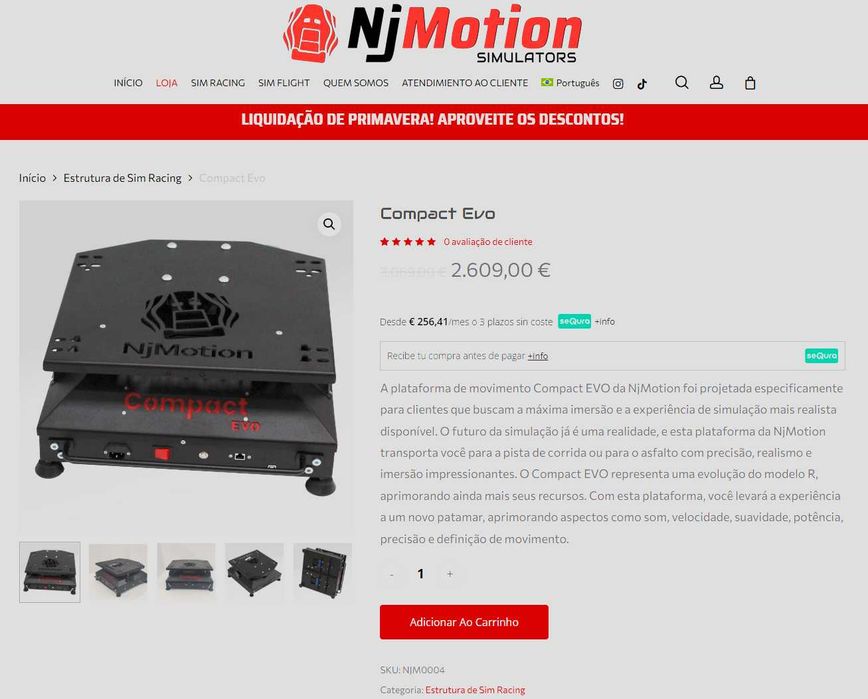 Sim Racing/ Sim Flight Motion Seat Mover NjMotion Compact Evo NEW