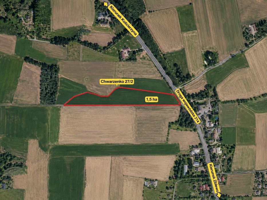 Sprzedam działkę rolną o powierzchni 1,5 ha