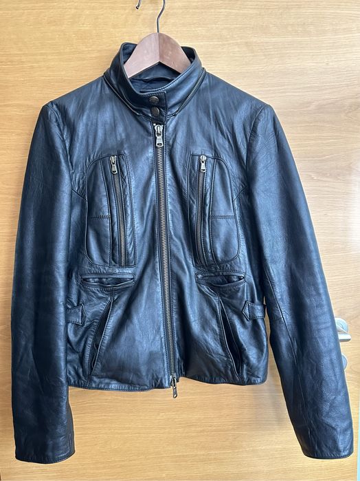 Blusão de cabedal estilo motard / biker Armani