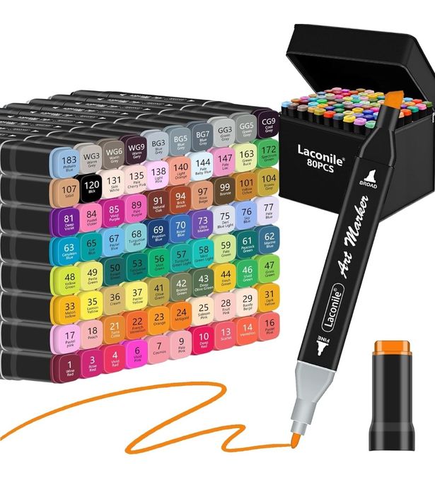 80 Marcadores ponta dupla