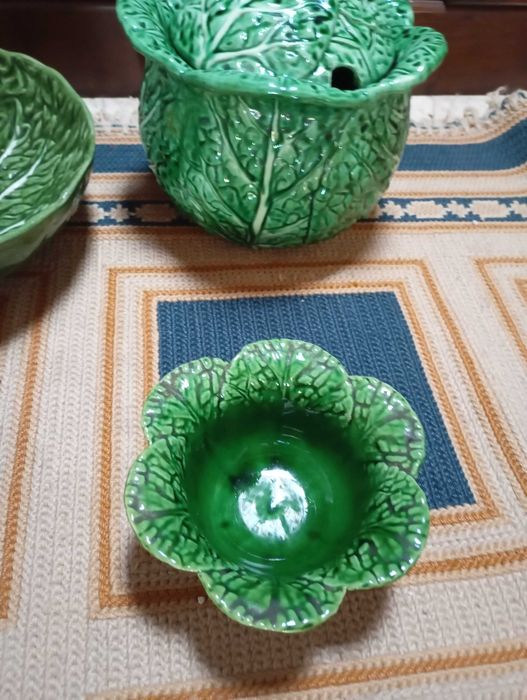 Conjunto loiça, textura de folhas, San Raphael. Vintage