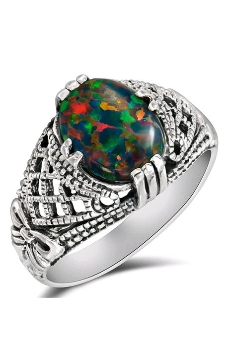 Srebrny 925 pierścionek z opalem.