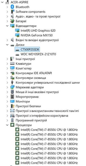 Игровий ноутбук Acer Aspire 5 i7-8550U 12GB ОЗУ MX-150 2gb
