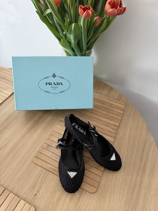 Balerinki Prada Espadryle Mokasyny Siateczka