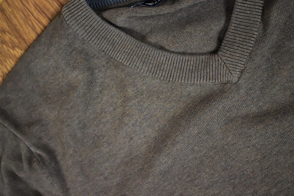 Sweter Esprit r. S brązowy dekolt v bawełniany męski