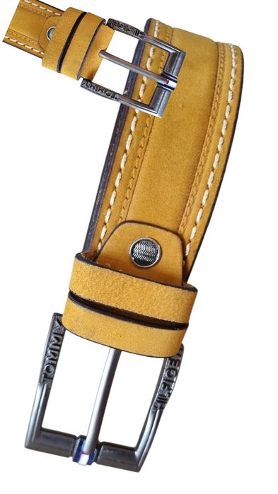 Pasek męski Tommy Hilfiger. Nowy. Musztardowy. Regulowany