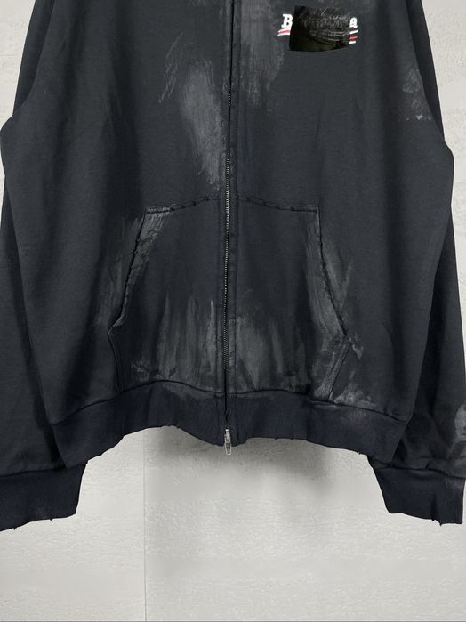 Зип худи BALENCIAGA оверсайз унисекс черное на замке кофта с капюшоном