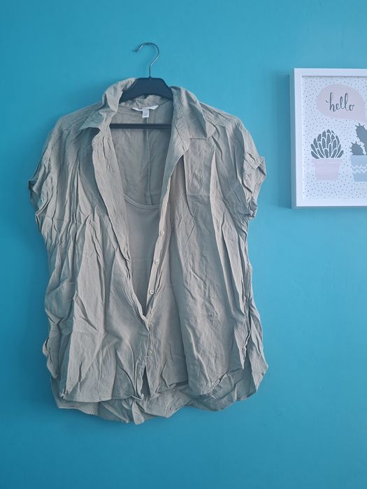 Oliwkowa koszula ciążowa do karmienia H&M mama M 38 wiskoza basic