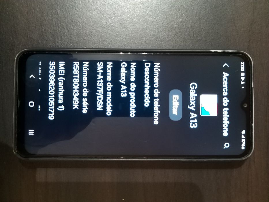 Tenho este samsung galaxy A13