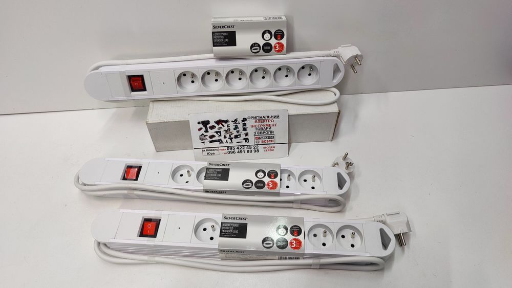 ОРИГІНАЛ удлинитель GERMAN Silver Crest 6 гнізд/переходник/подовжувач