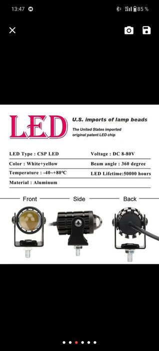 Led доп фонари для Мото