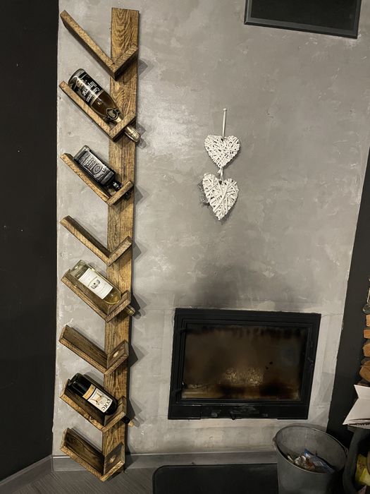 Półka loft barek na alkohol wino kieliszki deska opalana