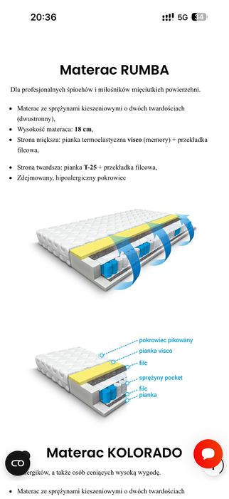 Łóżko tapicerowane z materacem
