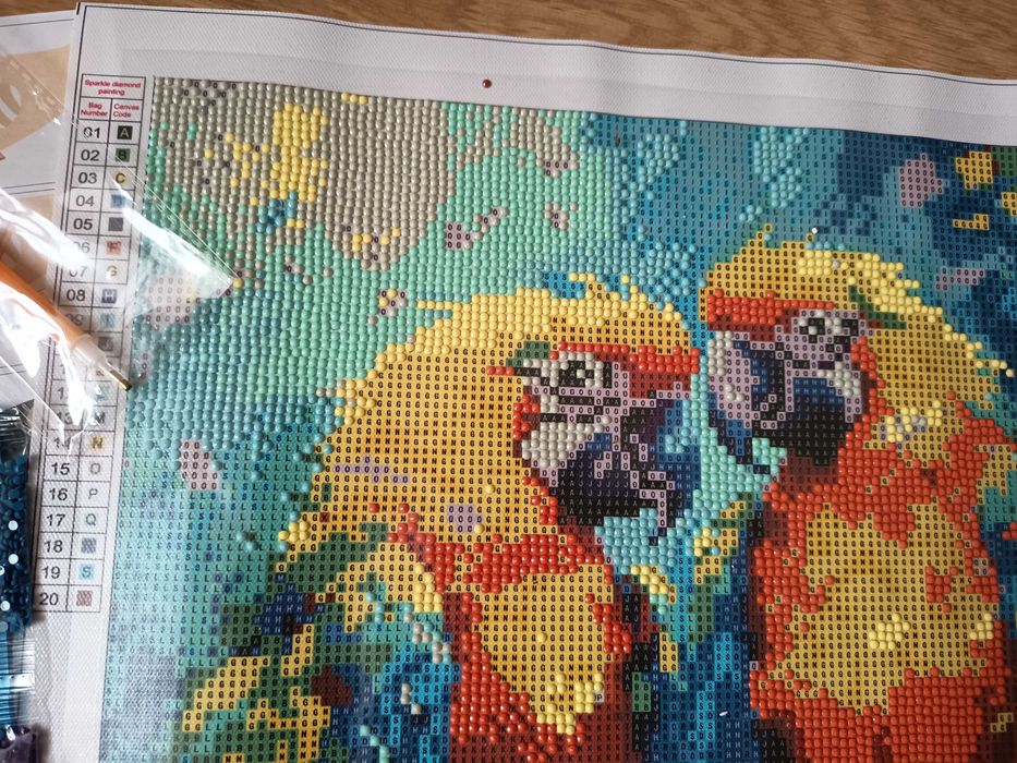 Haft diamentowy Papugi / 40 x 40 cm mozaika 5D