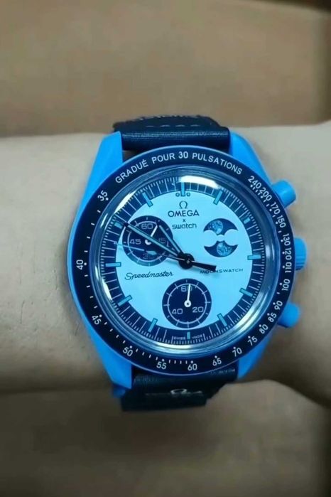 Swatch Omega Super Blue Moon SO33N700 komplet jak nowy