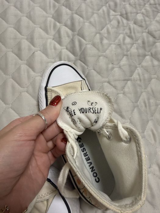 Кеди converse all star дитячі з квітами текстильні