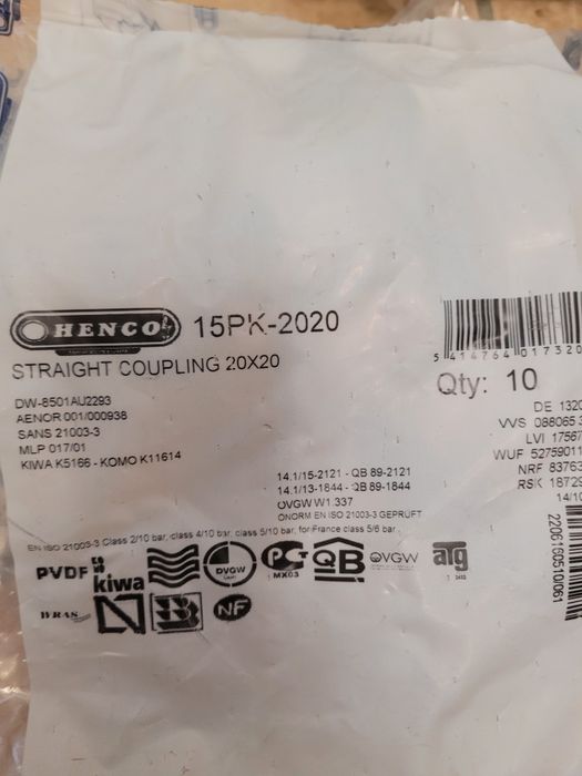 Henco złączki 16 i 20