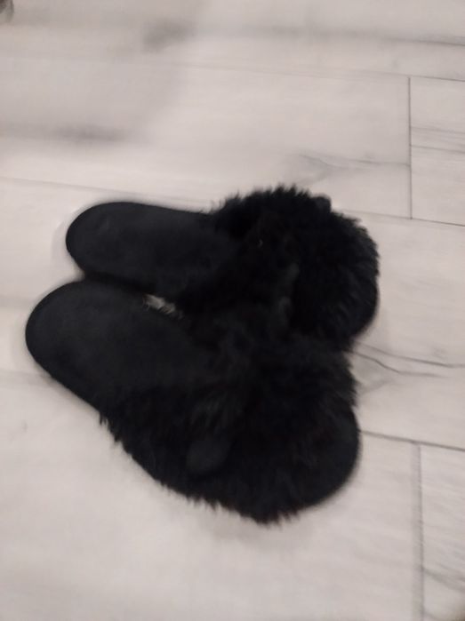 Ciapki kapcie laczki pantofle puchate pluszowe sztuczne futro z uszami