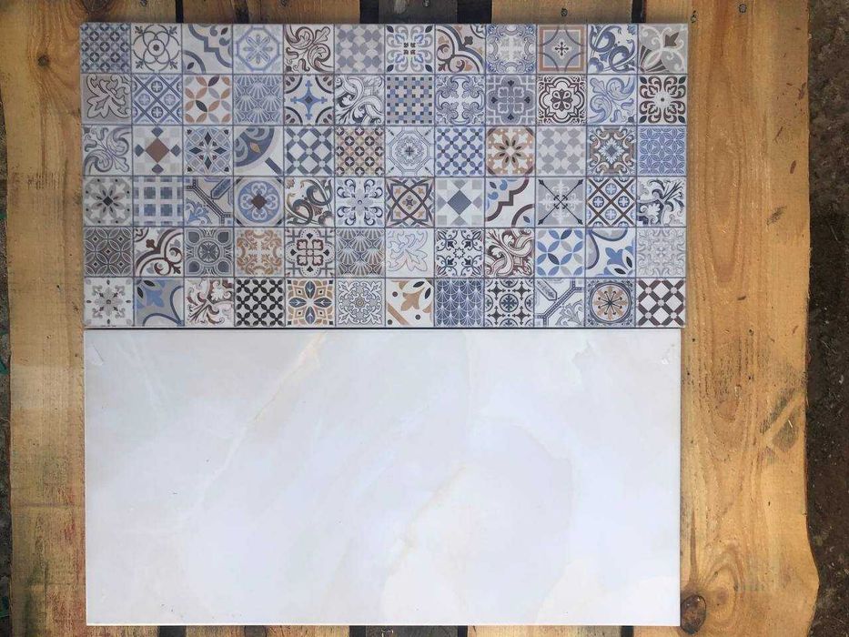 Настенная Глянцевая Синяя Плитка на Фартук Деко 30х 60 см