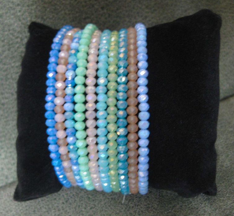 Pulseiras de Contas de Vidro Facetadas NOVAS - cores diversas