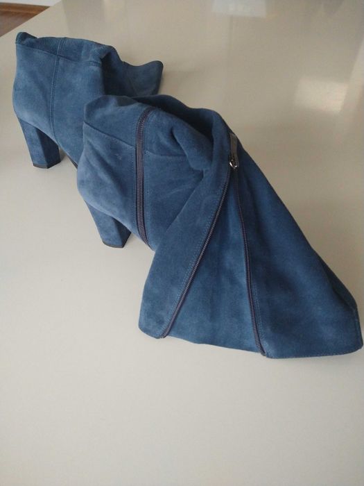 Kozaczki damskie, muszkieterki zamsz naturalny