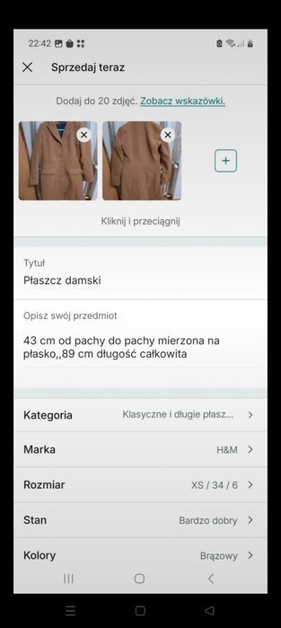 Płaszcz damski H& M