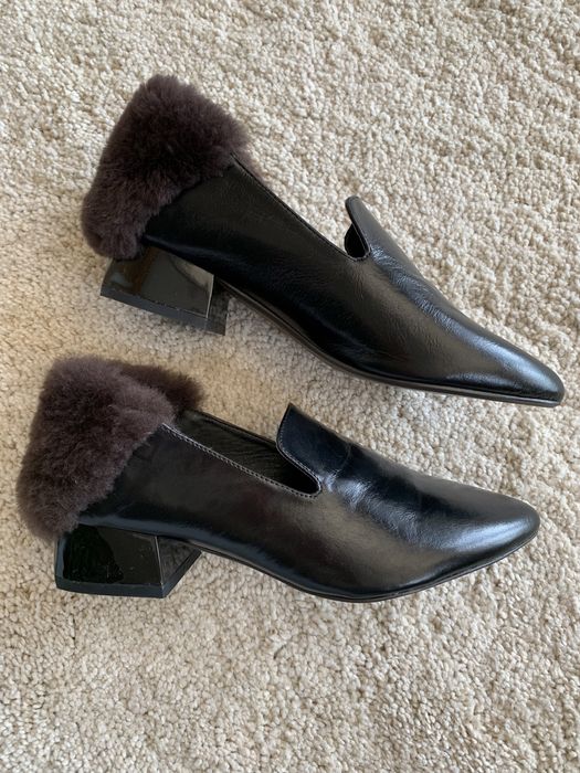 Buty typu mokasyny z futerkiem