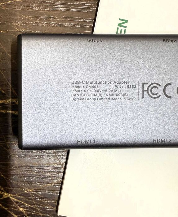 Hub USB UGREEN CM498 2xUSB-A 3.0 USB-C 3.0, 2xHDMI, PD, 8K 30Hz 100W