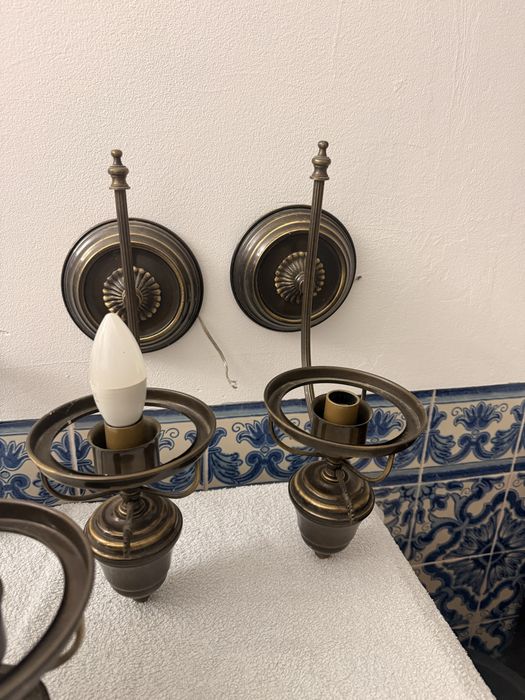 Conjunto de candeeiros teto + parede