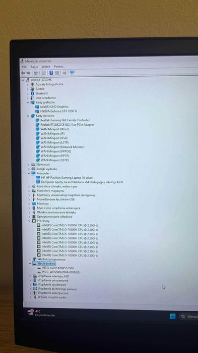 HP Pavilion Gaming 16 – i5 / GTX 1650 Ti / 2 dyski – stan idealny