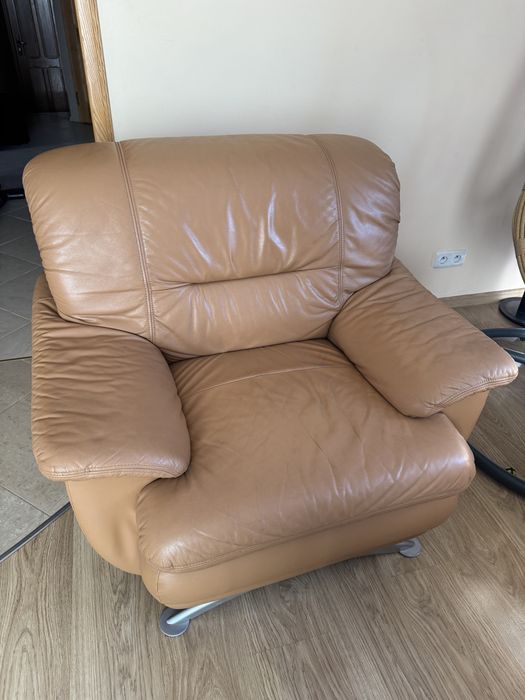 Kanapa do salonu sofa skórzana 3 szt.