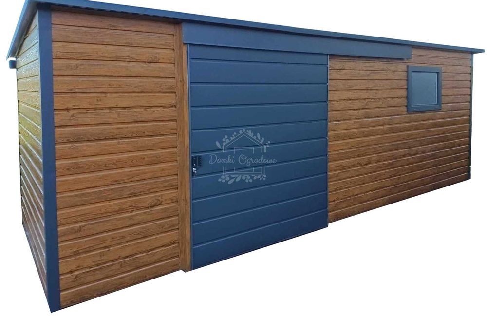 domek ogrodowy 5x2,5m  drzwi przesuwne drewnopodobny antracyt ID763