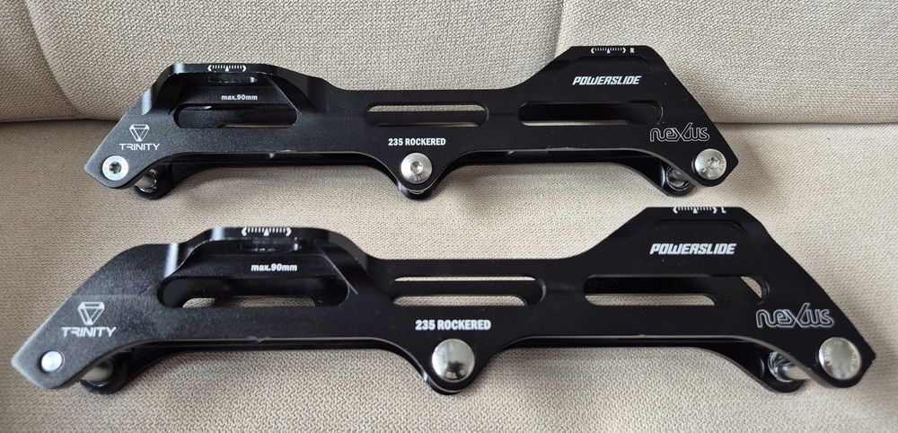 Nowe szyny Powerslide Nexus Trinity 235mm 3x90 aluminium lotnicze CNC regulacja flat/rocker