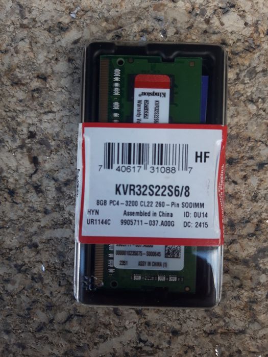 Kingston RAM Memory 8GB DDR4 3200 MHz CL22 (new)64751404169985120