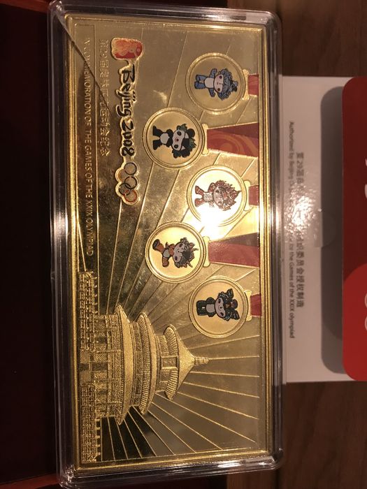 Placa comemorativa Jogos Olímpicos de Pequim 2008 (Mascotes)