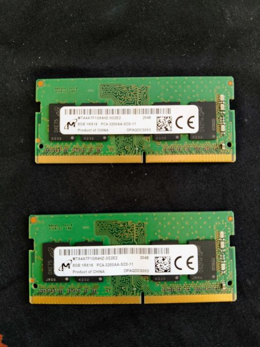 DDR4 Micron 2 шт.  x  8 GB SO-DIMM DDR4 3200 MHz (MTA4ATF1G64HZ-3G2E2)