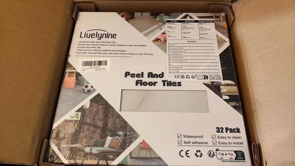 Livelynine Płytki Winylowe Samoprzylepne 30x30 cm 32 szt. 2,88 m²