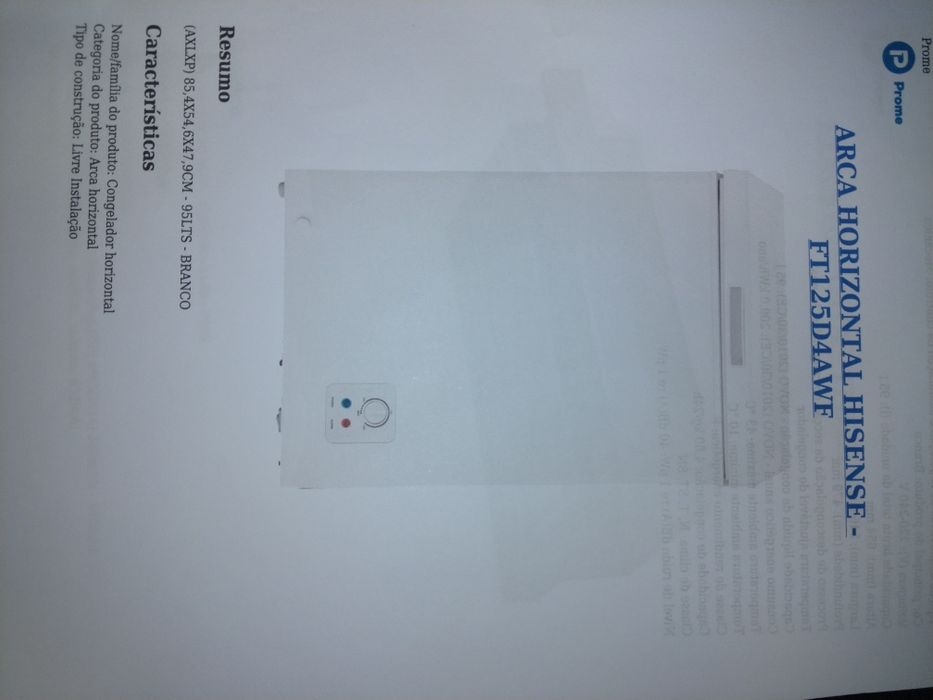 Arca congeladora/refrigeradora horizontal, nova.