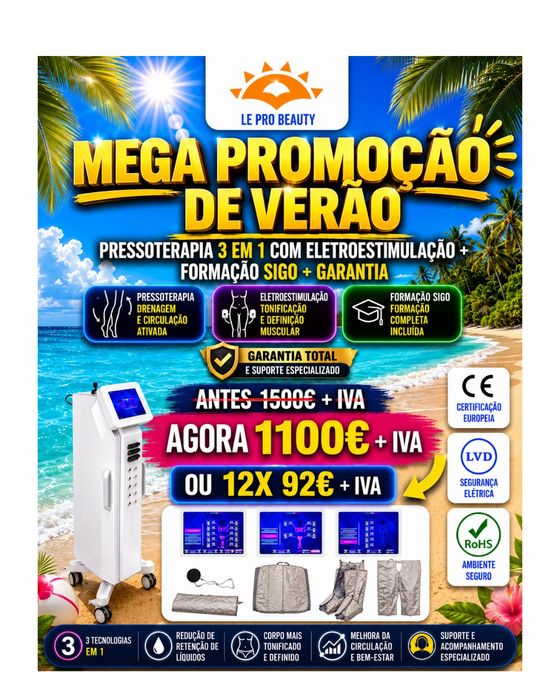 Pressoterapia digital 3 em 1 com eletroestimulação + Curso Dgert