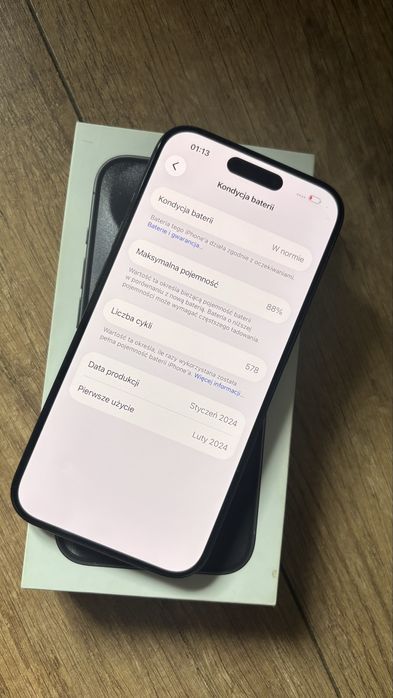 iPhone 15 Pro 128 GB – stan idealny, bateria 88%