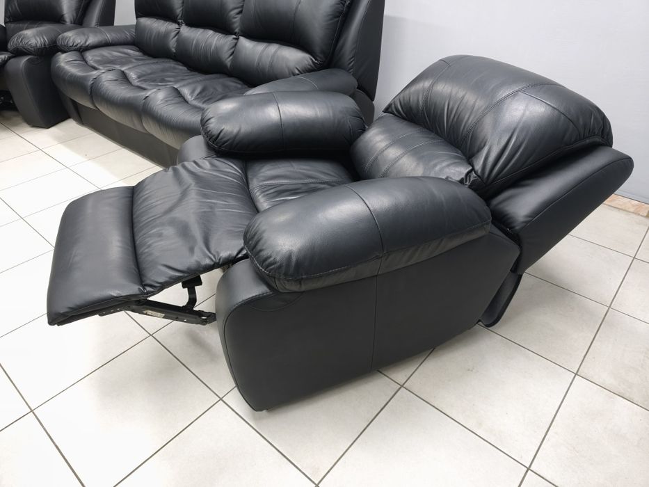 Шкіряний розкладний комплект 3+1+1! Реклайнер, розкладний диван