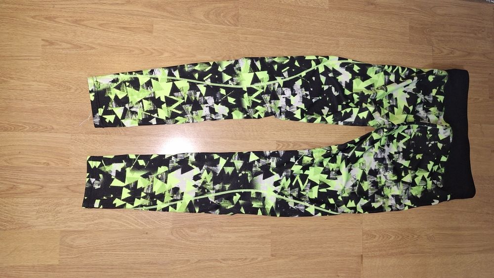 Legginsy sportowe czarno zielone S