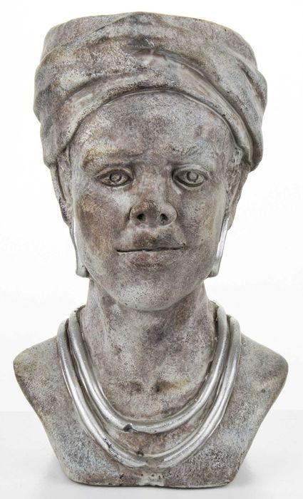 Кашпо цементне Cyrus Stone Бюст африканської жінки 28x17x14 см