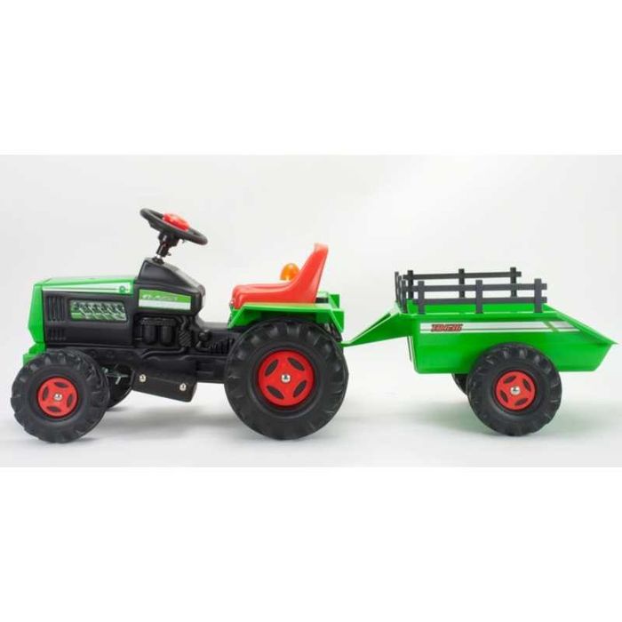 Super zielony Traktor Na Akumulator Basic 6V + Przyczepka auto