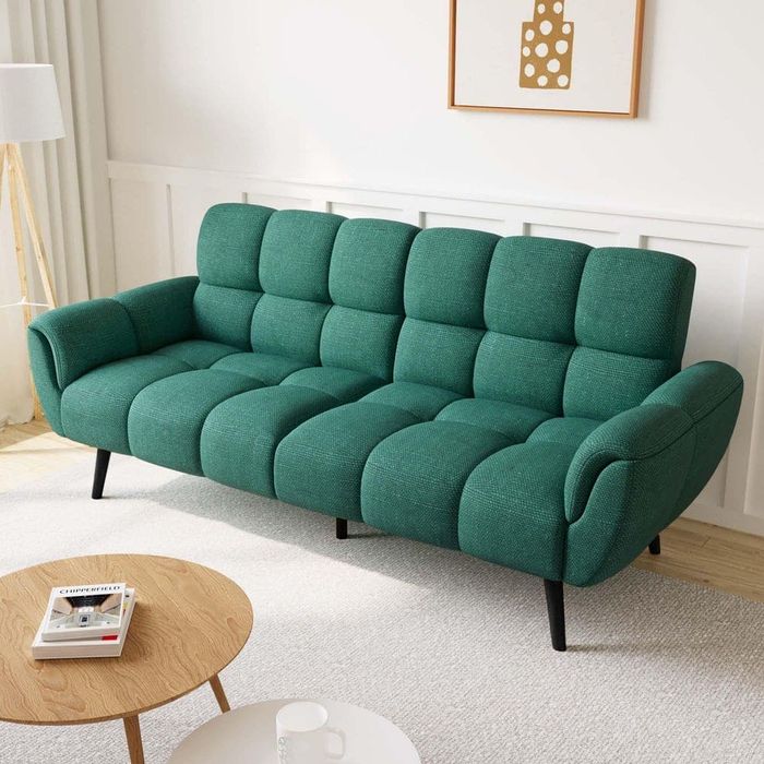 Sofa rozkładana Butelkowa Zieleń Styl Skandynawski Loft Retro