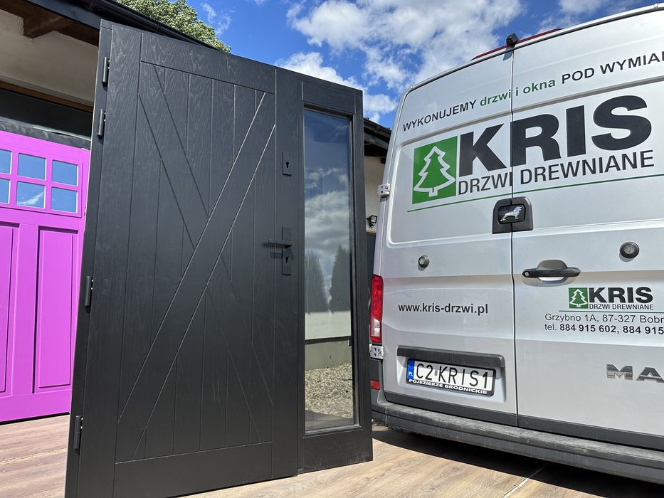 Drzwi zewnętrze drewniane z doświetlam czyste powietrze CAŁA POLSKA