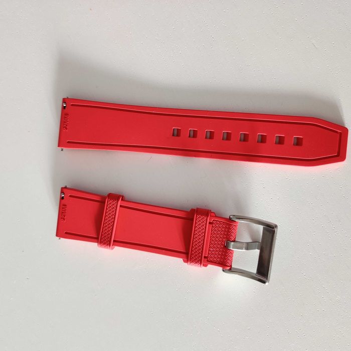 Pasek do zegarka gumowy czerwony 22mm